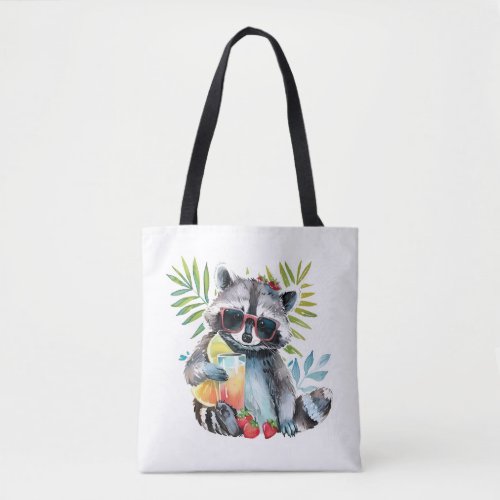 Summer raccoon in sunglasses beach chillout tote bag