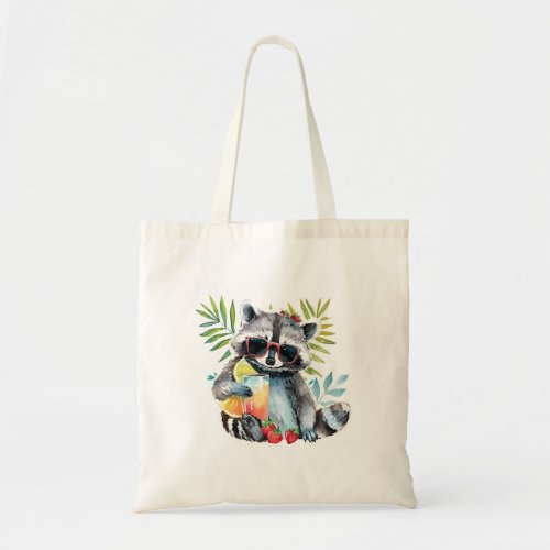 Summer raccoon in sunglasses beach chillout tote bag