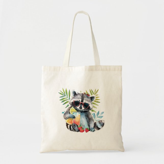 Summer raccoon in sunglasses beach chillout tote bag (Front)