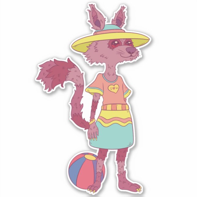 Summer Raccoon Sticker (Front)