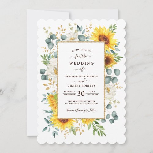 SUMMER RADIANCE Sunflower Garden Greenery Wedding Invitation