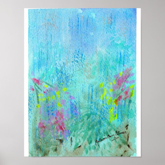 Summer Rain Abstract Watercolor Poster (Front)