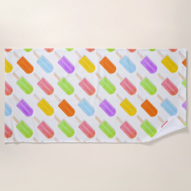 Summer Rainbow Popsicles Pattern Beach Towel (Front)