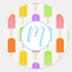 Summer Rainbow Popsicles Pattern Classic Round Sticker