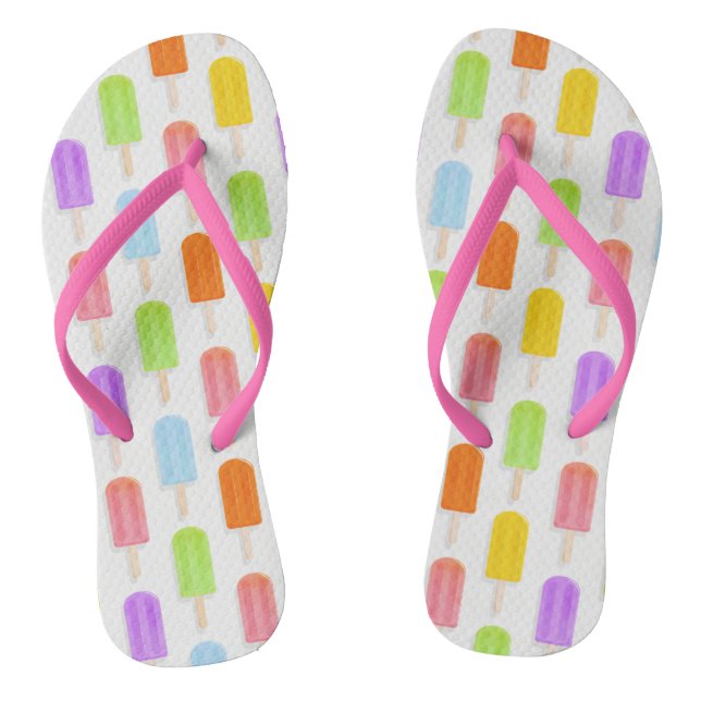 Summer Rainbow Popsicles Pattern Flip Flops (Footbed)
