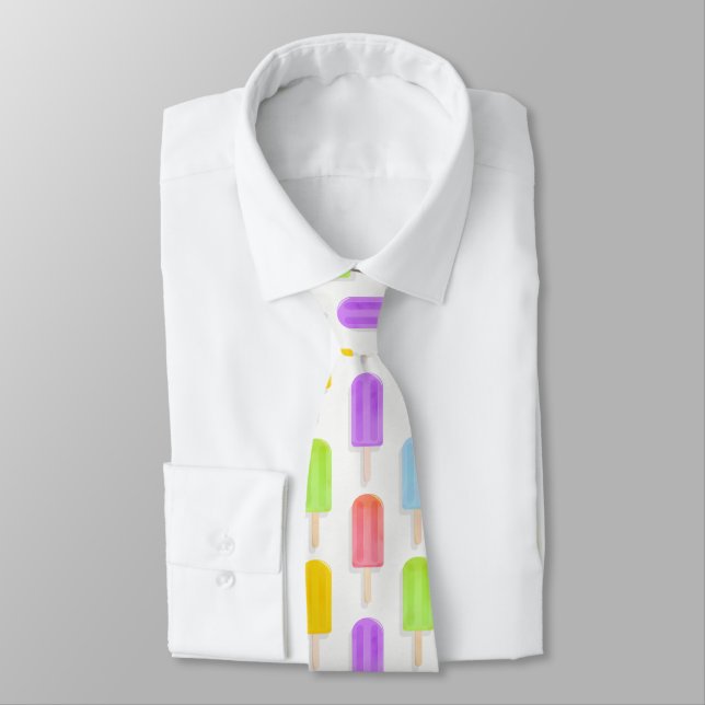 Summer Rainbow Popsicles Pattern Neck Tie (Tied)