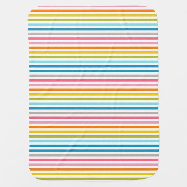 Summer Rainbow Stripes Baby Blanket (Front)
