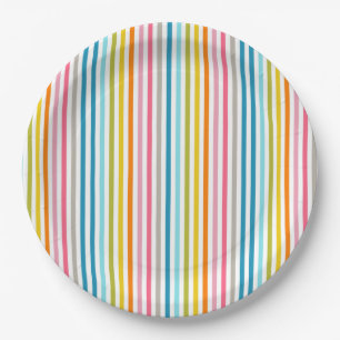 Summer Rainbow Stripes Paper Plates