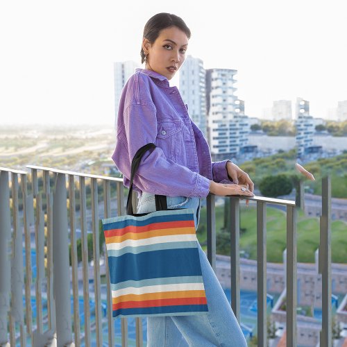 Summer Rainbow Stripes Tote Bag