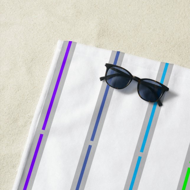 Summer Rainbow Thin Geometric Stripes Beach Towel (In Situ)