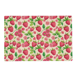 Summer Raspberry Garden Botanical Fruit Pattern Placemat