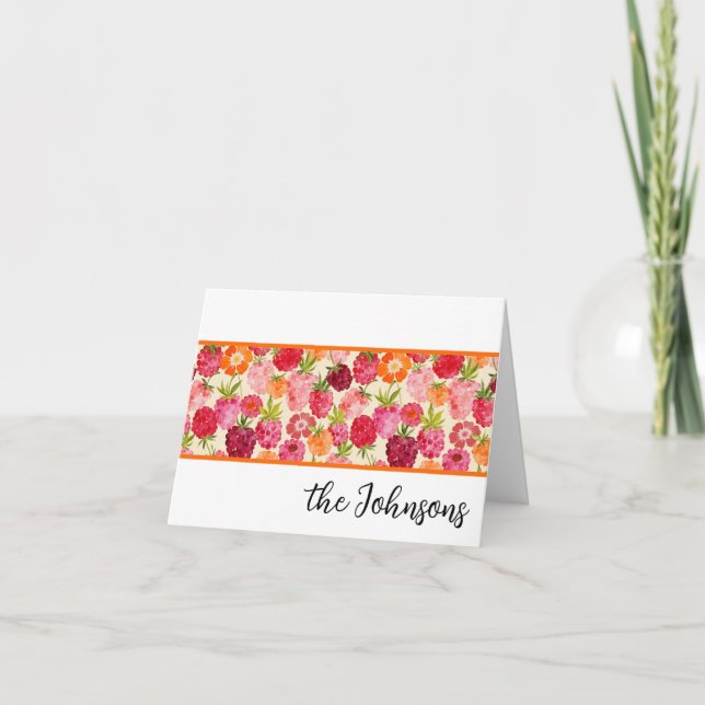 Summer Raspberry Watercolor Coquette Thank You Card (Front)