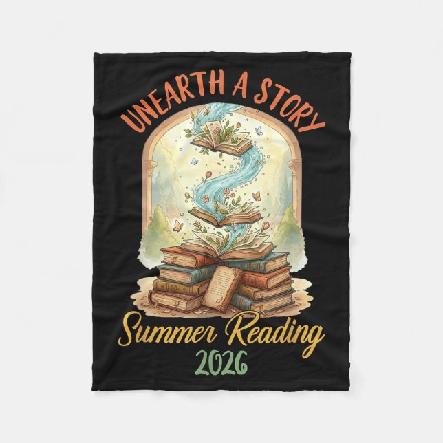 Summer Reading 2026 Book Aesthetic Library Unearth Fleece Blanket (Front)