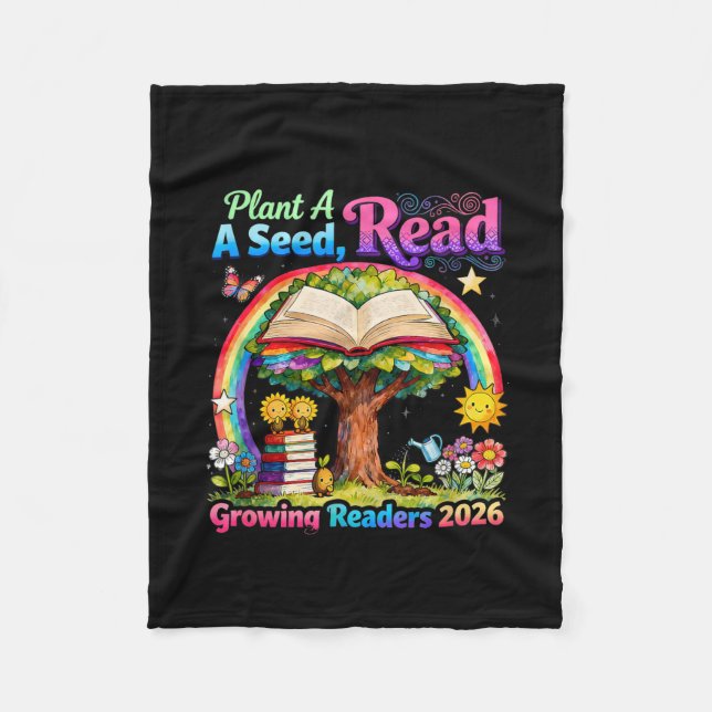 Summer Reading 2026 Plant A Seed Read Growing Fleece Blanket (Front)
