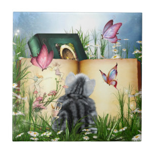 Summer reading ceramic tile