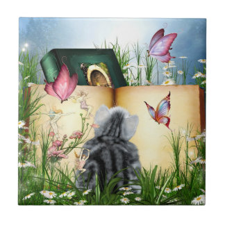 Summer reading ceramic tile