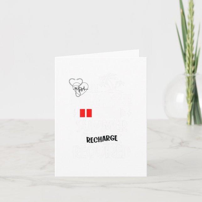 Summer Recharge Required Funny School Nurse Summer Card (Front)