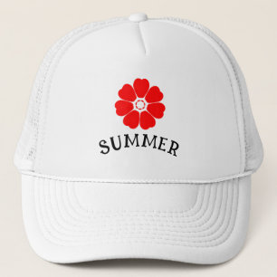 Summer Red Floral Trucker Hat