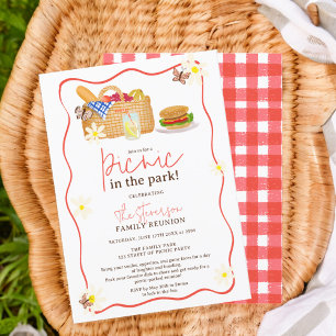 Summer red Fun Picnic in the park family reunion Invitation