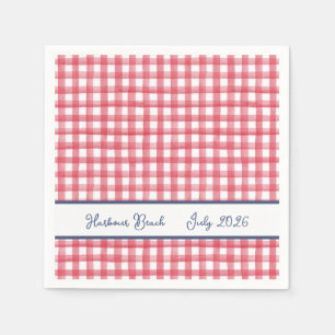 Summer Red Gingham, Checkered July 4th Napkins