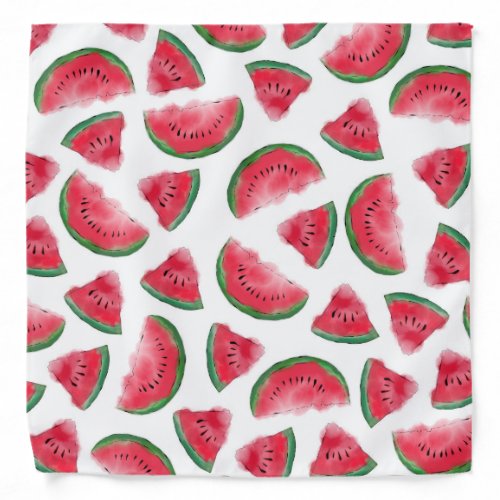 Summer Red Green Watermelon Watercolor Pattern Bandana