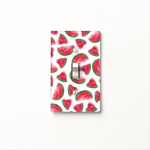 Summer Red Green Watermelon Watercolor Pattern Light Switch Cover