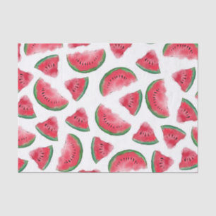 Summer Red Green Watermelon Watercolor Pattern Tissue Paper