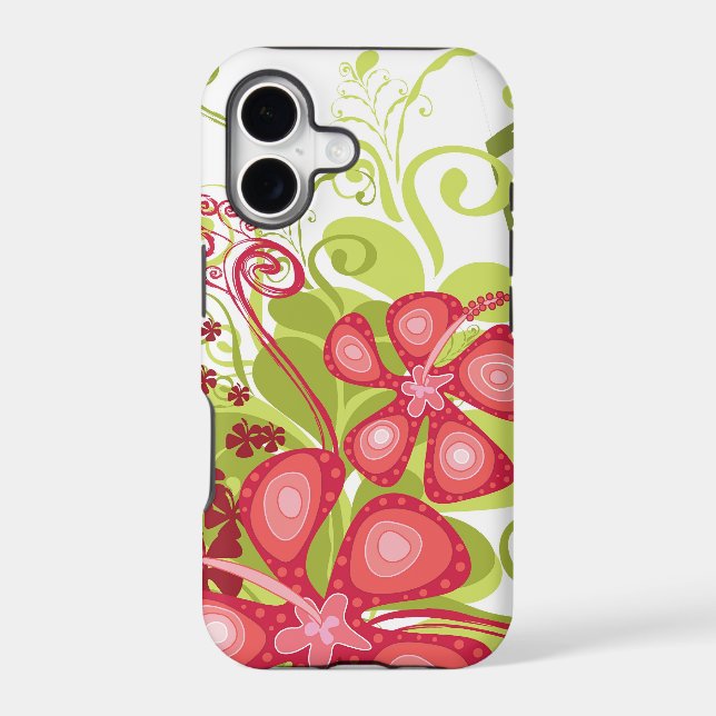 Summer Red Pink Tropical Hibiscus Abstract Grunge Case-Mate iPhone Case (Back)