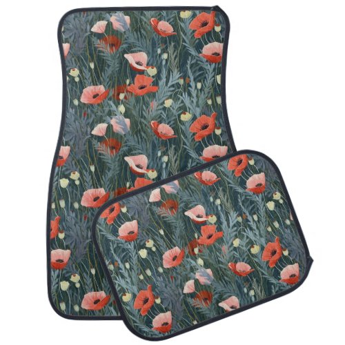 Summer Red Poppy Meadow Car Floor Mat