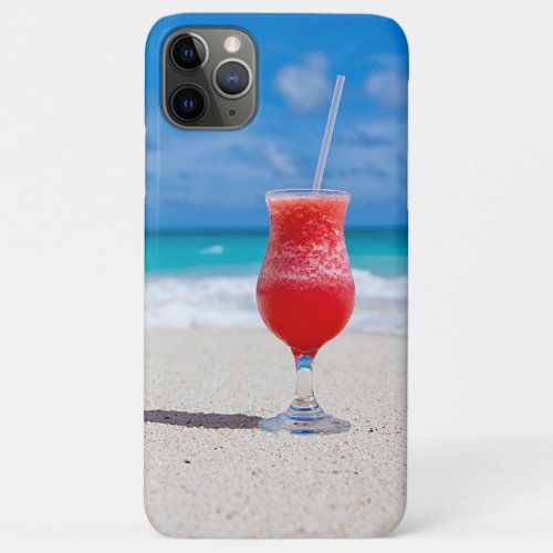Summer Red Strawberry Margarita On Tropical Beach iPhone 11 Pro Max Case