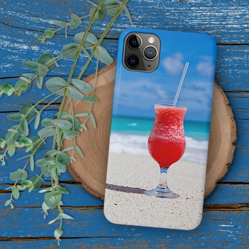 Summer Red Strawberry Margarita On Tropical Beach iPhone 11 Pro Max Case