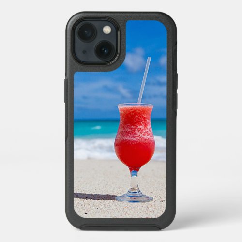 Summer Red Strawberry Margarita On Tropical Beach iPhone 13 Case