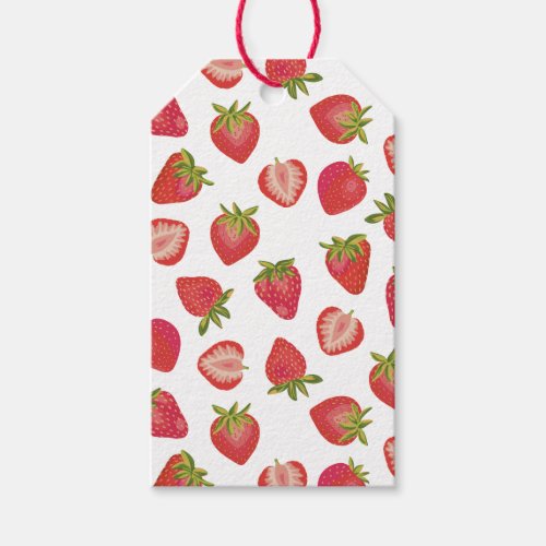 Summer Red Strawberry Pattern Gift Tags