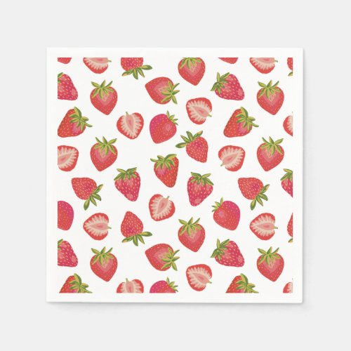 Summer Red Strawberry Pattern Napkins