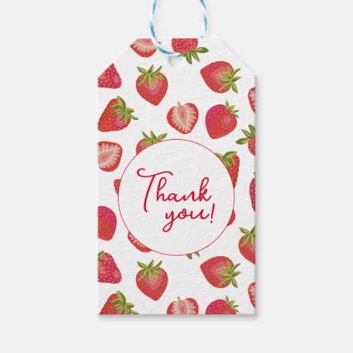 Summer Red Strawberry Thank You Gift Tags