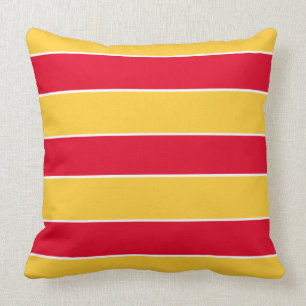 Summer Red Stripes on Sunset Yellow Throw Pillow