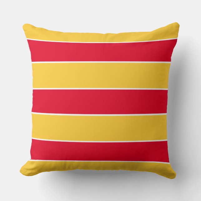 Summer Red Stripes on Sunset Yellow Throw Pillow (Front)