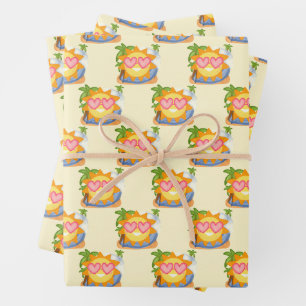 Summer Relaxing Vacation Sun Wrapping Paper Sheets