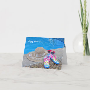 Summer Retirement by pool for Woman Card