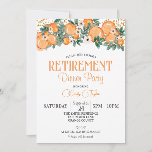 Summer Retirement Party Orange Citrus theme  Invitation
