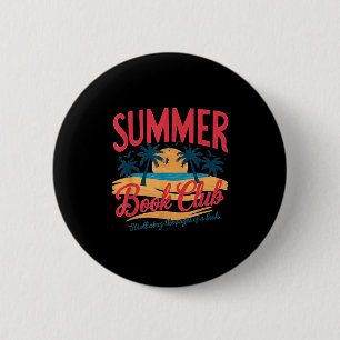 Summer Retro Book Club Funny Beach Vacation Button