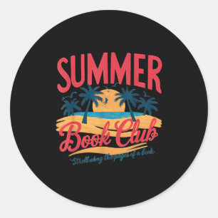 Summer Retro Book Club Funny Beach Vacation  Classic Round Sticker