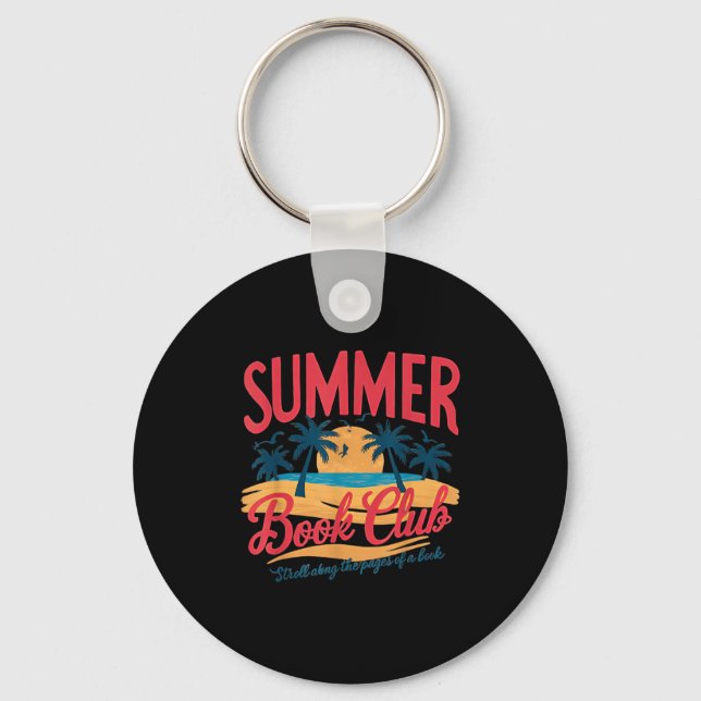 Summer Retro Book Club Funny Beach Vacation  Keychain (Front)