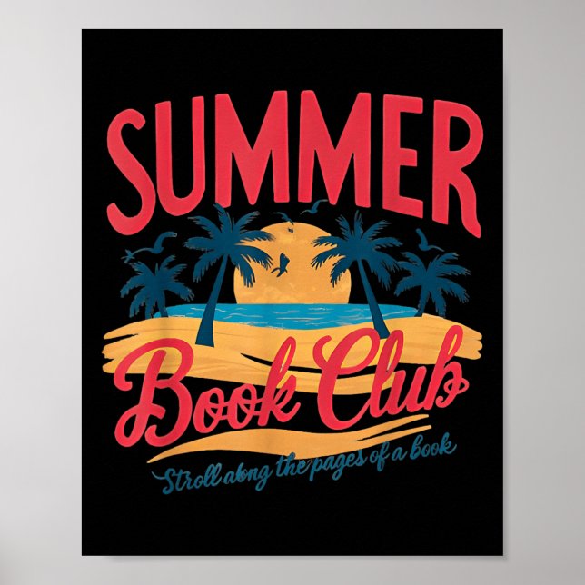 Summer Retro Book Club Funny Beach Vacation  Poster (Front)