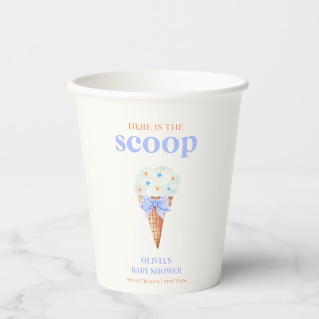 Summer Retro Bow Star Ice Cream Baby Shower Paper Cups (Front)
