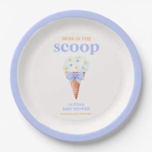 Summer Retro Bow Star Ice Cream Baby Shower Paper Plates
