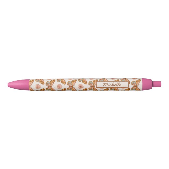 Summer Retro Butterfly | Personalized Pen (Front)