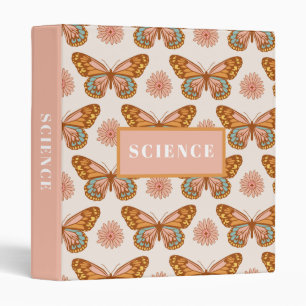 Summer Retro Butterfly Subject 3 Ring Binder