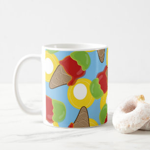 Summer Retro Cherry & Lime Ice Cream Cones Pattern Coffee Mug
