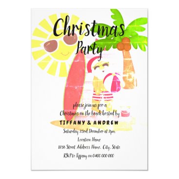 Summer Retro Christmas Party Santa Claus Invite Summer Retro Christmas Party Santa Claus Invite